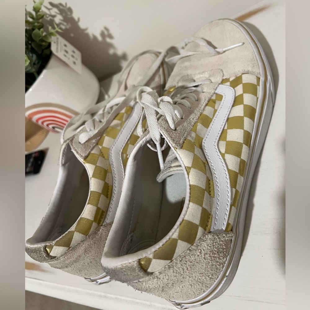 Cream and gold VANS